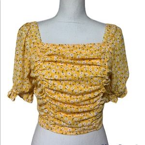 Altar’d State yellow multi smocked top